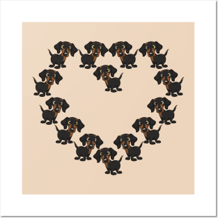 Cartoon Dachshund Dog Heart for Doxie Lovers Posters and Art